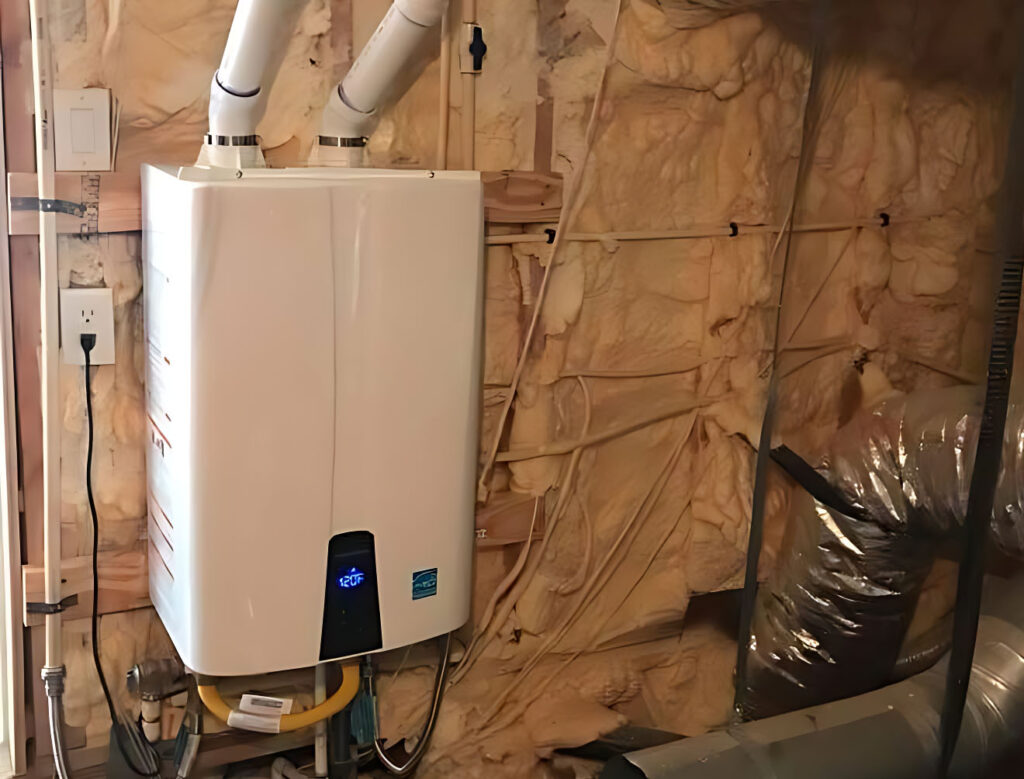 Tankless water heater installed by Tri-Tek Plumbing